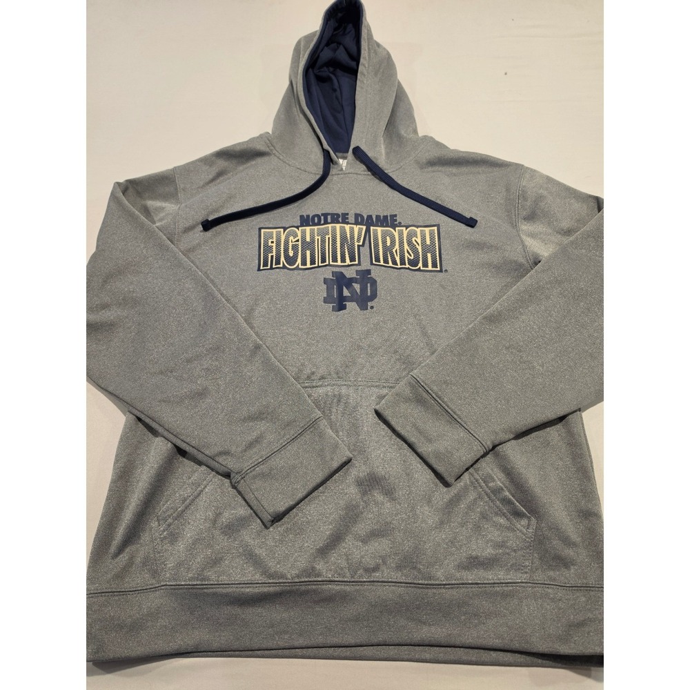 ProEdge Notre Dame Fighting Irish Mens Medium Gray Performance Fleece Hoodie ND